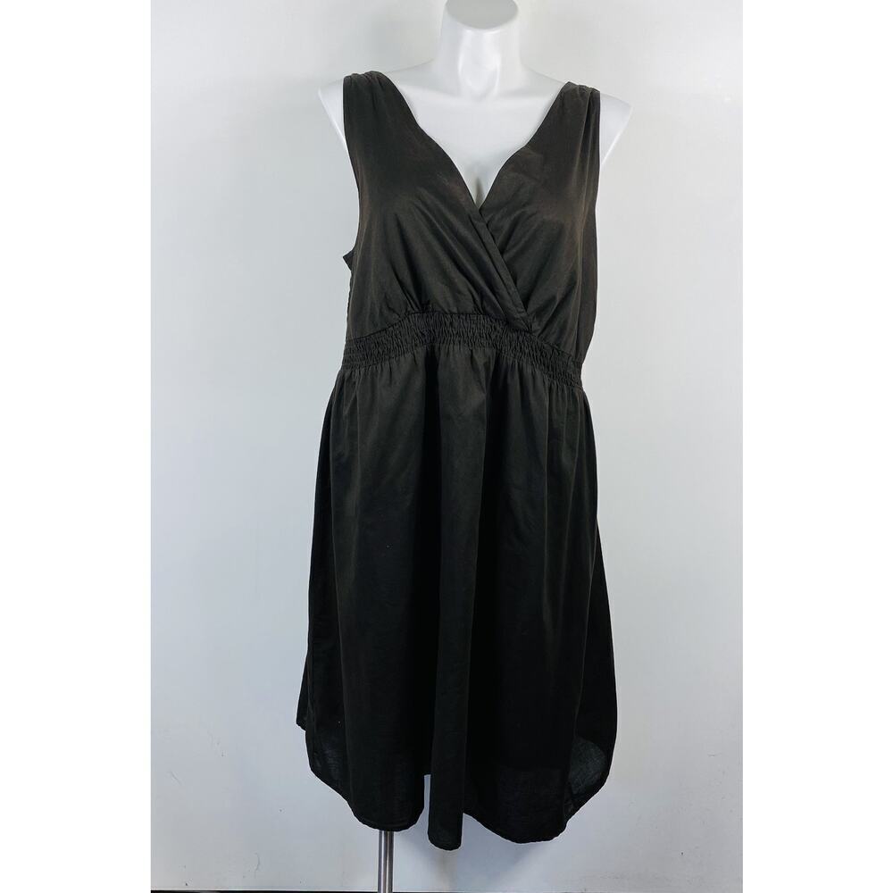 Avenue Plus Size 22 24 Sleeveless Cotton Dress Brown